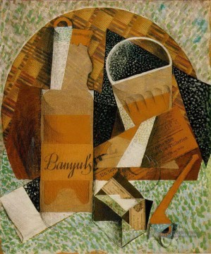 Juan Gris œuvres - la bouteille de banyuls 1914 Juan Gris